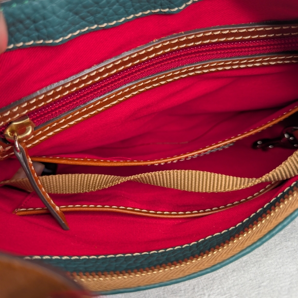 DOONEY & BOURKE Forest Green Pebble Grain Leather Small Hobo Bag Gold Hardware - Picture 12 of 15